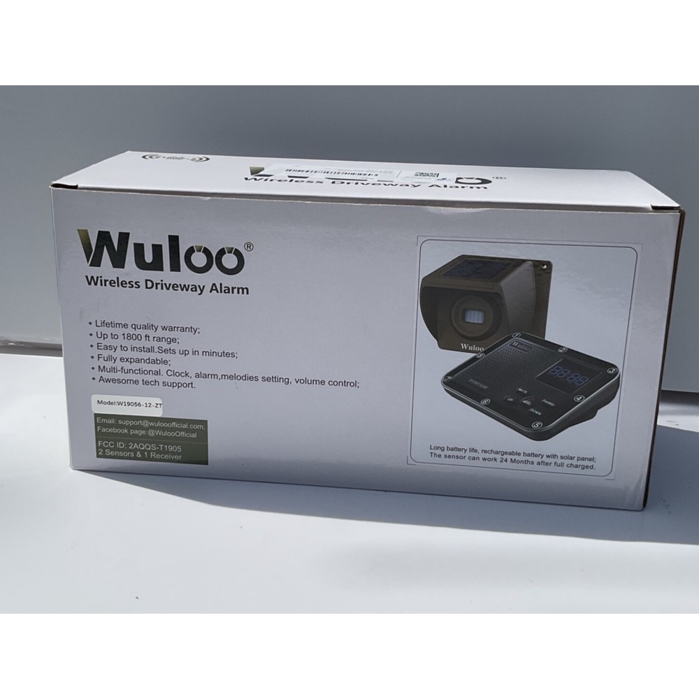 Wuloo Solar Powered Driveway Alarms 1800feet Long Range Wireless Motion Sensors